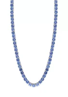 Tanzanite Tennis Necklace in Sterling  Silver