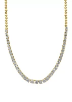 Sterling Silver/14K Gold Plate Diamond Necklace 