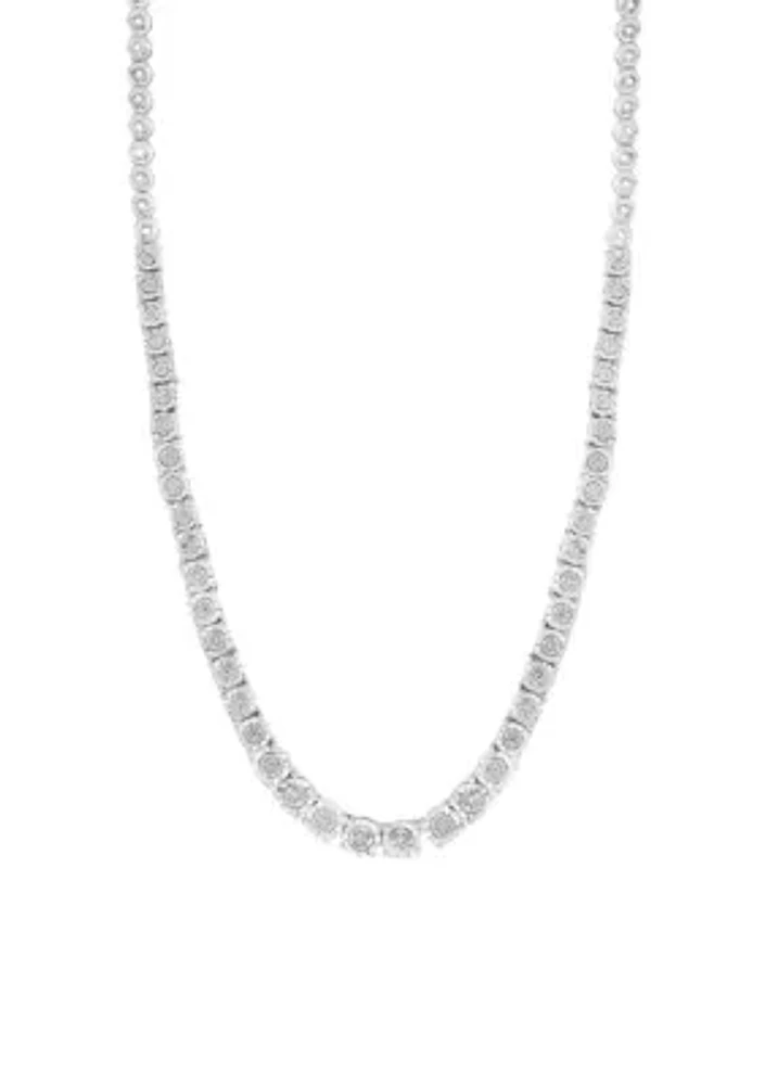 3/8 ct. t.w. Diamond Illusion Tennis Necklace in Sterling Silver