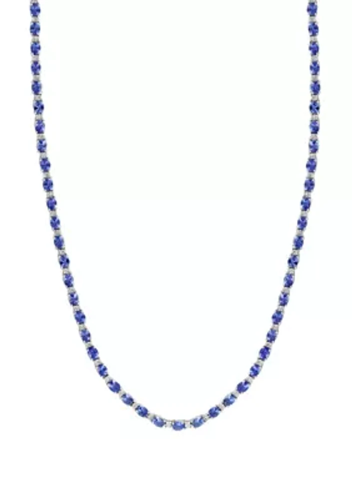 1/5 ct. t.w. Diamond, 12.11 ct. t.w. Tanzanite Necklace in Sterling Silver