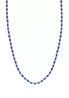 1/5 ct. t.w. Diamond, 12.11 ct. t.w. Tanzanite Necklace in Sterling Silver