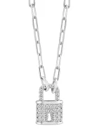 1/8 ct. t.w. Diamond Lock Necklace in Sterling Silver