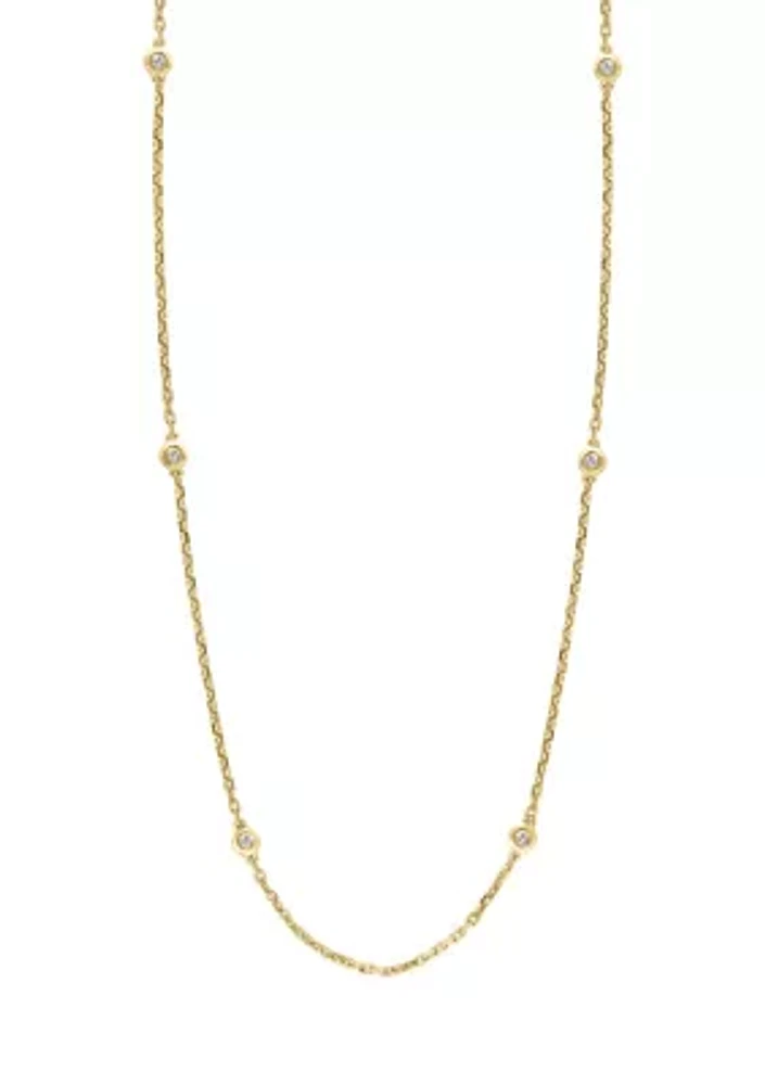 Diamond Miracle Set Station Necklace in Gold Plated Sterling Silver