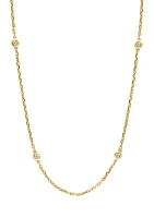 Diamond Miracle Set Station Necklace in Gold Plated Sterling Silver