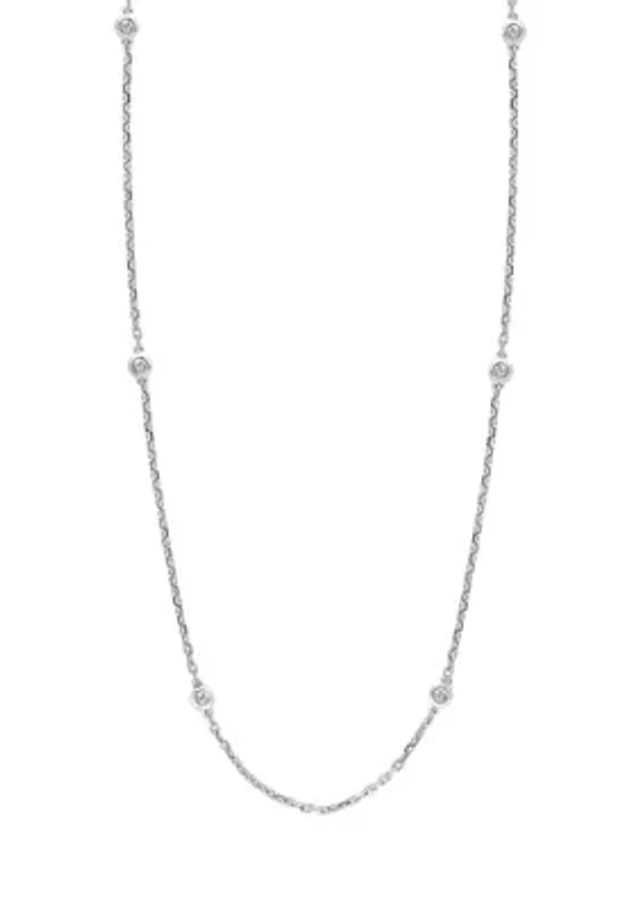 Diamond Station Necklace in Sterling Silver