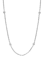 Diamond Station Necklace in Sterling Silver