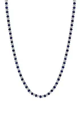 Miracle Set Diamond and Natural Sapphire Necklace in Sterling Silver