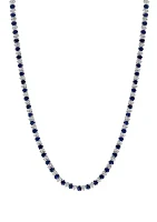 Miracle Set Diamond and Natural Sapphire Necklace in Sterling Silver