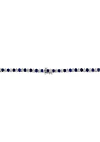 Miracle Set Diamond and Natural Sapphire Necklace in Sterling Silver