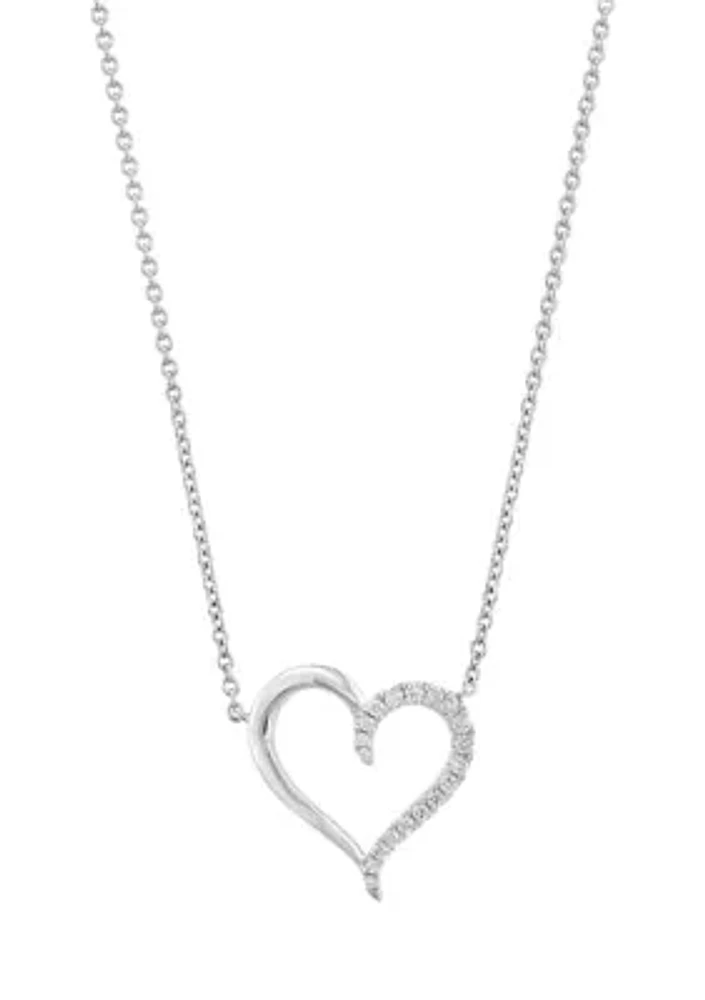 1/8 ct. t.w. Diamond Heart Necklace in Sterling Silver