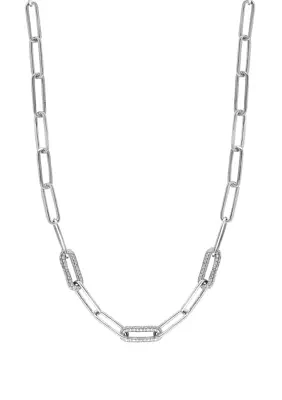 1.09 ct. t.w. Diamond Paperclip Necklace in Sterling Silver