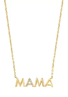 Diamond Mama Necklace in Gold Plated Sterling Silver 