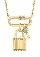 1/8 ct. t.w. Diamond Lock and Key Necklace in 14K Yellow Gold