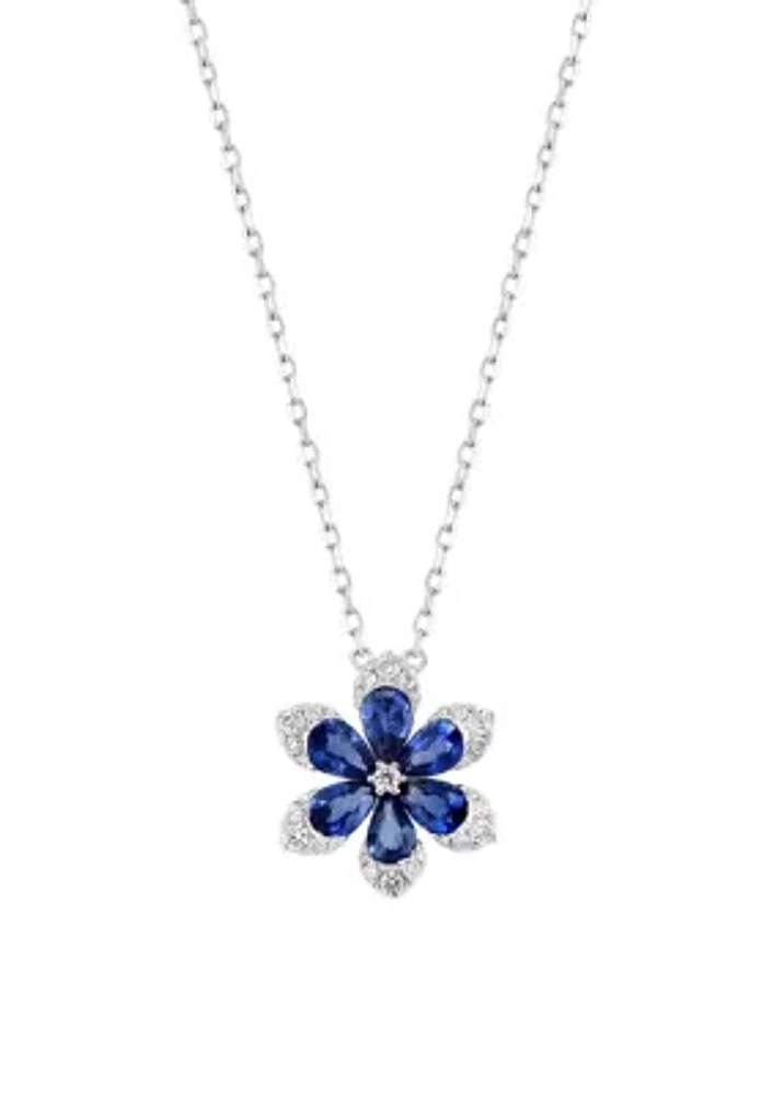 1/5 ct. t.w. Diamond and 1.71 ct. t.w. Sapphire Necklace in 14K White Gold 