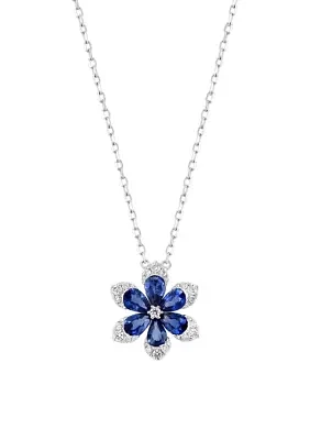 1/5 ct. t.w. Diamond and 1.71 ct. t.w. Sapphire Necklace in 14K White Gold 