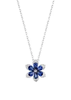 1/5 ct. t.w. Diamond and 1.71 ct. t.w. Sapphire Necklace in 14K White Gold 