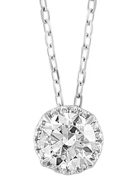 3/4 ct. t.w. Lab Created Diamond Halo Pendant Necklace in 14K White Gold