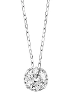 3/4 ct. t.w. Lab Created Diamond Halo Pendant Necklace in 14K White Gold