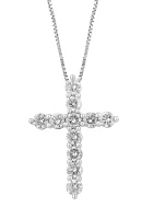 7/8 ct. t.w. Lab Grown Diamond Cross Pendant Necklace in 14K White Gold 