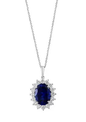 1.41 ct. t.w. Lab Created Diamond, 7.6 ct. t.w. Lab Created Sapphire Pendant Necklace in 14K White Gold