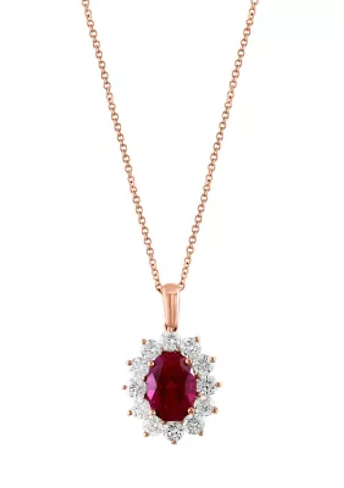 1.76 ct. t.w. Lab Created Diamond, 3.8 ct. t.w. Lab Created Ruby Pendant Necklace