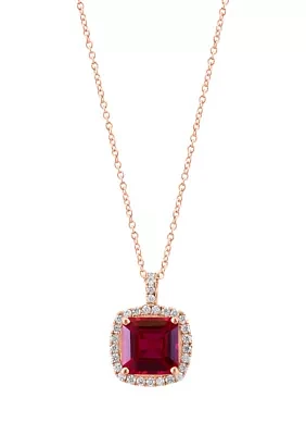 Lab Grown Ruby Pendant Necklace in 14K Rose Gold