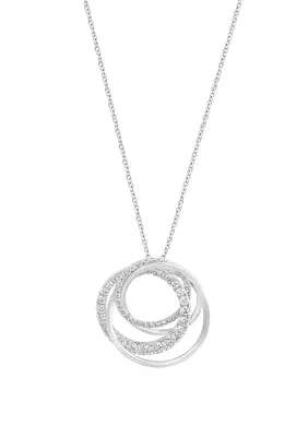 Lab Grown Diamond Circle Pendant Necklace in 14K White Gold