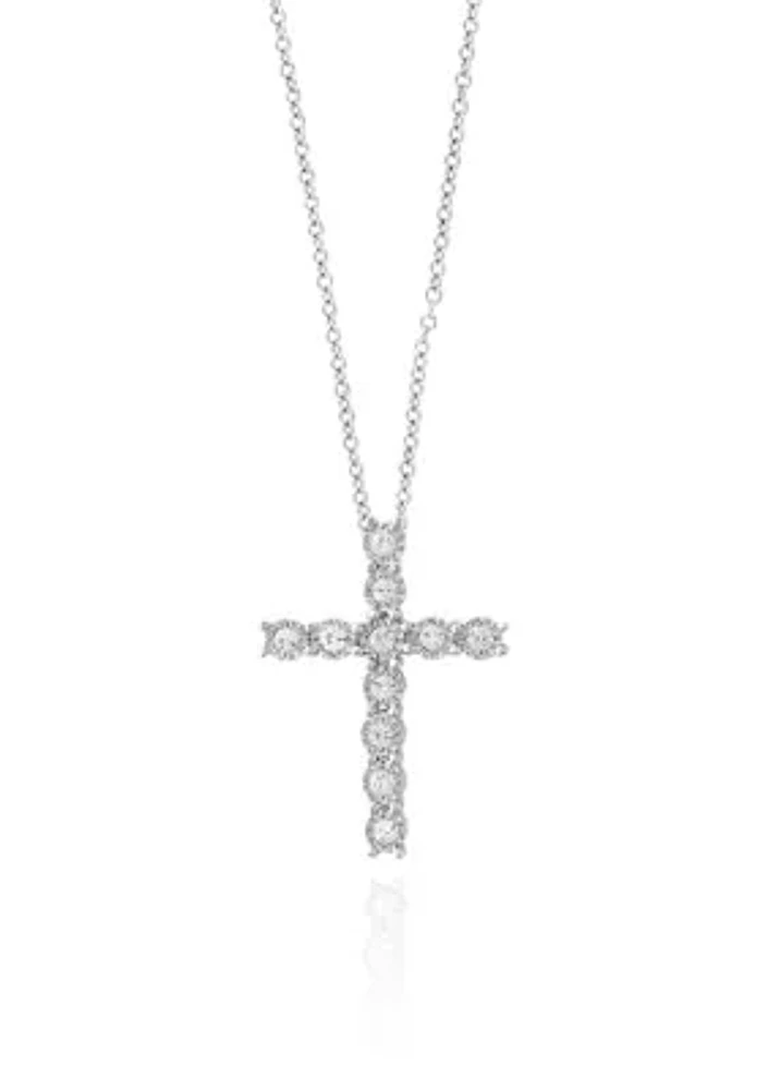 0.24-ct. t.w. Diamond Cross Pendant in Sterling Silver