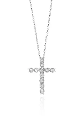 0.24-ct. t.w. Diamond Cross Pendant in Sterling Silver