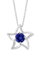 Diamond and Tanzanite Star Pendant Necklace in Sterling Silver