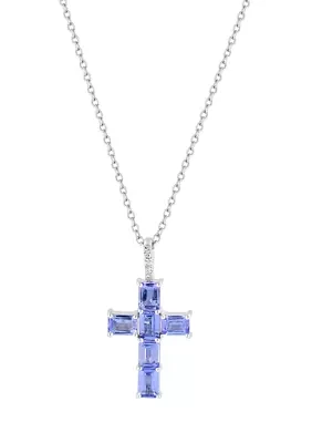 1/10 ct. t.w. Diamond and 1.42 ct. t.w. Tanzanite Necklace in 14K White Gold 