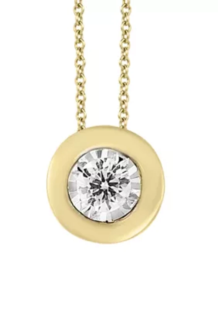 1/5 ct. t.w. Diamond Bezel Illusion Pendant Necklace in 14K Yellow Gold