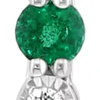 Diamond and Natural Emerald Pendant Necklace in Sterling Silver