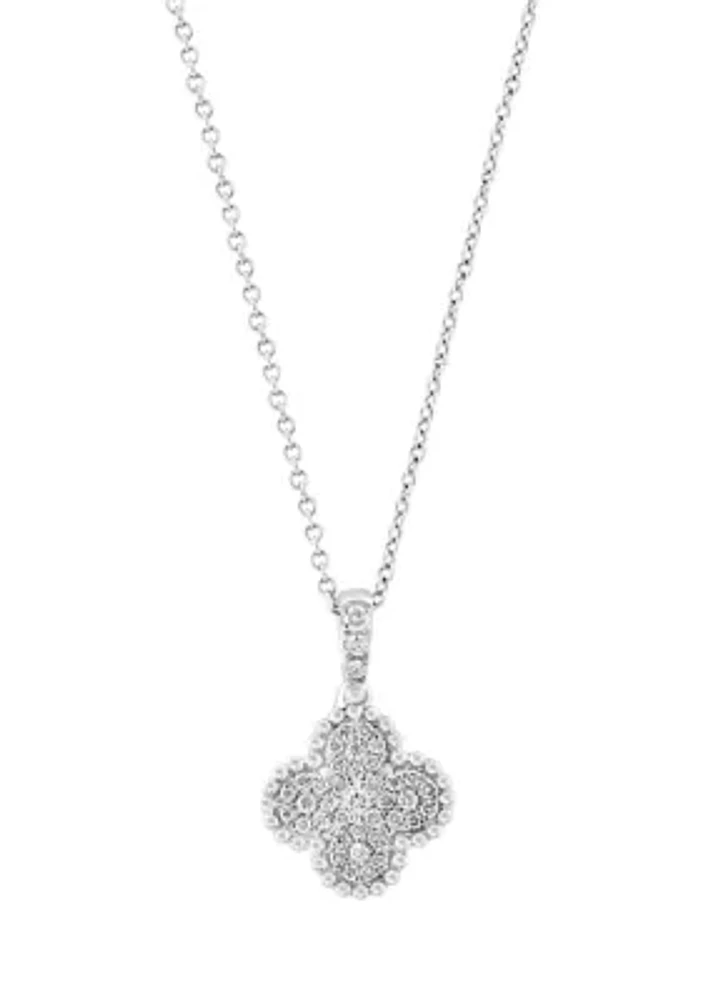 1/4 ct. t.w. Diamond Clover Pendant Necklace in Sterling Silver