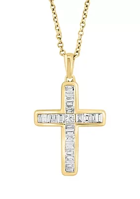 1/2 ct. t.w. Diamond Cross Necklace in 14K Yellow Gold