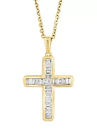 1/2 ct. t.w. Diamond Cross Necklace in 14K Yellow Gold