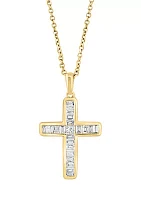 1/2 ct. t.w. Diamond Cross Necklace in 14K Yellow Gold