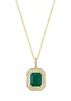 1/2 ct. t.w. Emerald, 4.27 ct. t.w. Diamond Pendant Necklace in 14K Yellow Gold