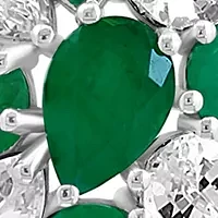 Emerald and White Sapphire Pendant Necklace in 14K White Gold