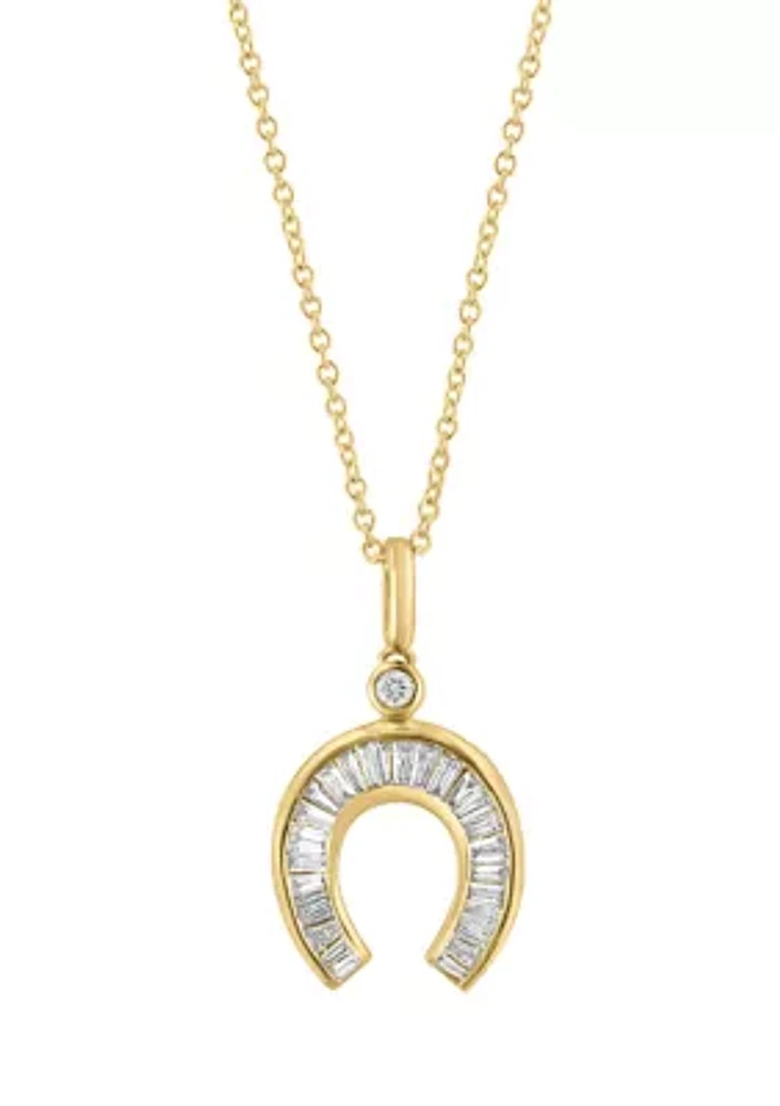 1/3 ct. t.w. Diamond Horseshoe Pendant Necklace in 14K Yellow Gold