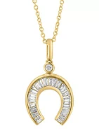 1/3 ct. t.w. Diamond Horseshoe Pendant Necklace in 14K Yellow Gold