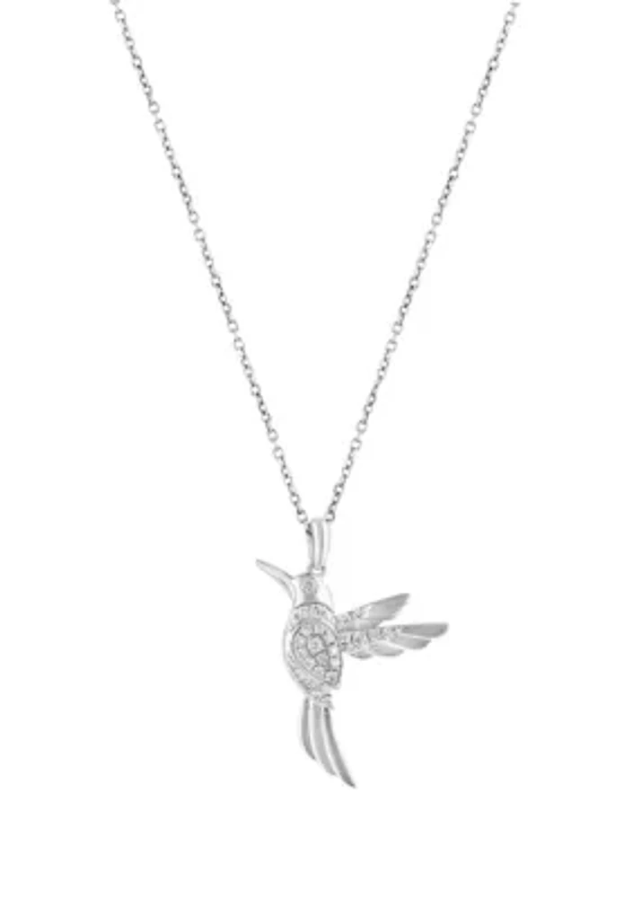 1/5 ct. t.w. Diamond Hummingbird Pendant Necklace in Sterling Silver