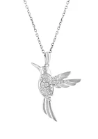 1/5 ct. t.w. Diamond Hummingbird Pendant Necklace in Sterling Silver