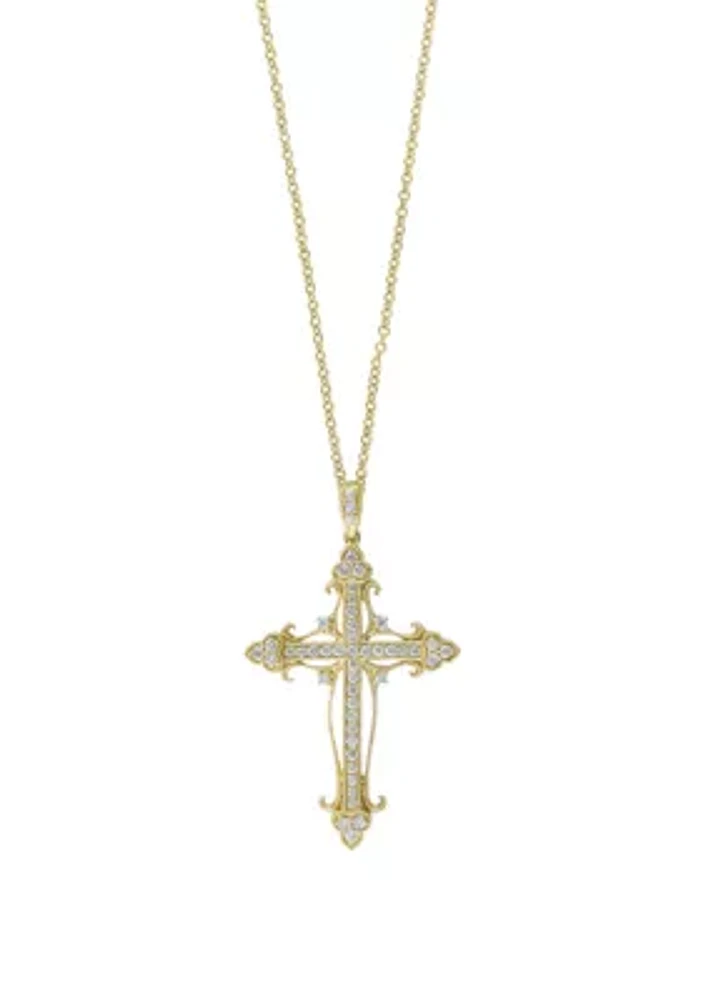 1/3 ct. t.w. Diamond Cross Necklace in 14k Yellow Gold