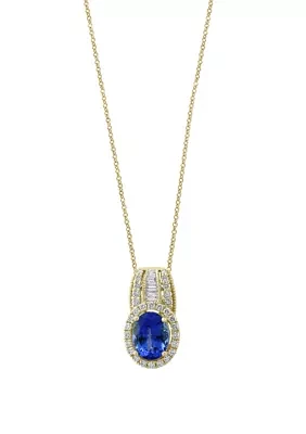 1.8 ct. t.w. Tanzanite and 3/8 ct. t.w. Diamond Pendant in 14k Yellow Gold