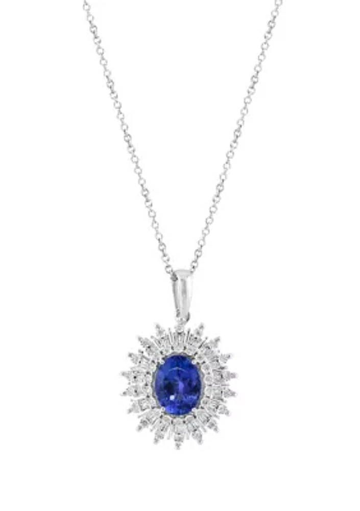 1/5 ct. t.w. Diamond, 1.71 ct. t.w. Tanzanite Pendant Necklace in 14K White Gold