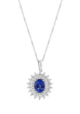 1/5 ct. t.w. Diamond, 1.71 ct. t.w. Tanzanite Pendant Necklace in 14K White Gold