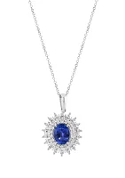 1/5 ct. t.w. Diamond, 1.71 ct. t.w. Tanzanite Pendant Necklace in 14K White Gold