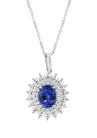 1/5 ct. t.w. Diamond, 1.71 ct. t.w. Tanzanite Pendant Necklace in 14K White Gold