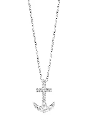 1/10 ct. t.w. Diamond Anchor Pendant Necklace in 14K White Gold